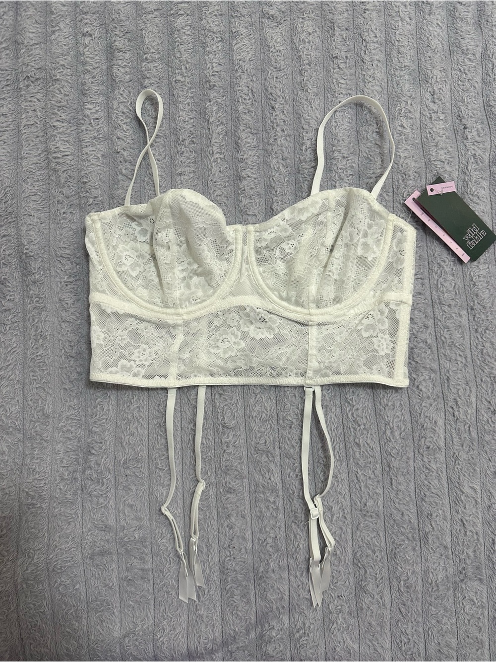 wild fable White Lace Longline Bustier with Garter Straps